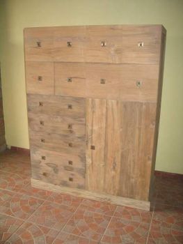 TS-380 Schuladenschrank Teak 160*120*50 cm