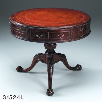 J31524 Tisch Drum Chippendalestil , Lederplatte 91*75 cm
