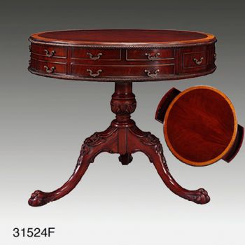 J31524 Tisch Drum Chippendalestil , Lederplatte 91*75 cm