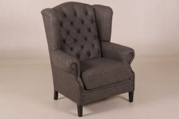 Stoffsessel Henk Capiton Stoff Vintage grau