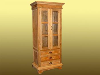 TS-75 schmale Teakvitrine mit 3 Schubladen
