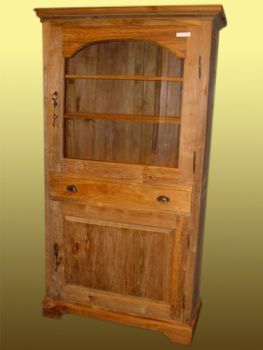 TS-90 Vitrine aus Teakholz 2 Türen 1 Lade 200 x 100 x 40 cm