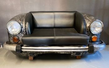 Auto-Bank-Leder grau-schwarz