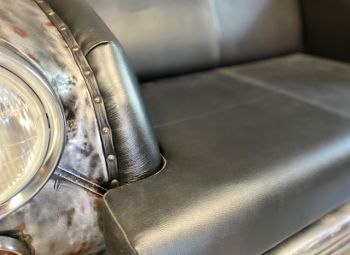 Auto-Bank-Leder grau-schwarz