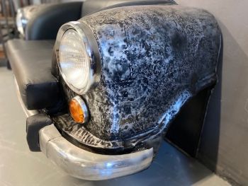 Auto-Bank-Leder grau-schwarz