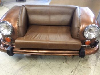 Autobank Bronce mit Leder in Cognac Farbe