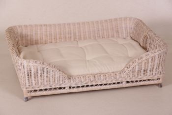 de0027 Hundekorb mit Kissen, weiß